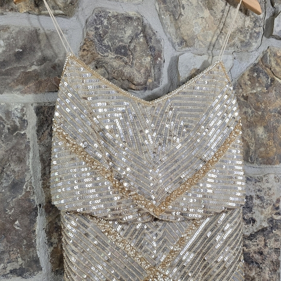 Adrianna Papell Sleeveless Beaded Blouson Gown Dress - Picture 5 of 10